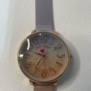 Betsey Johnson watch glitter face pink numbers